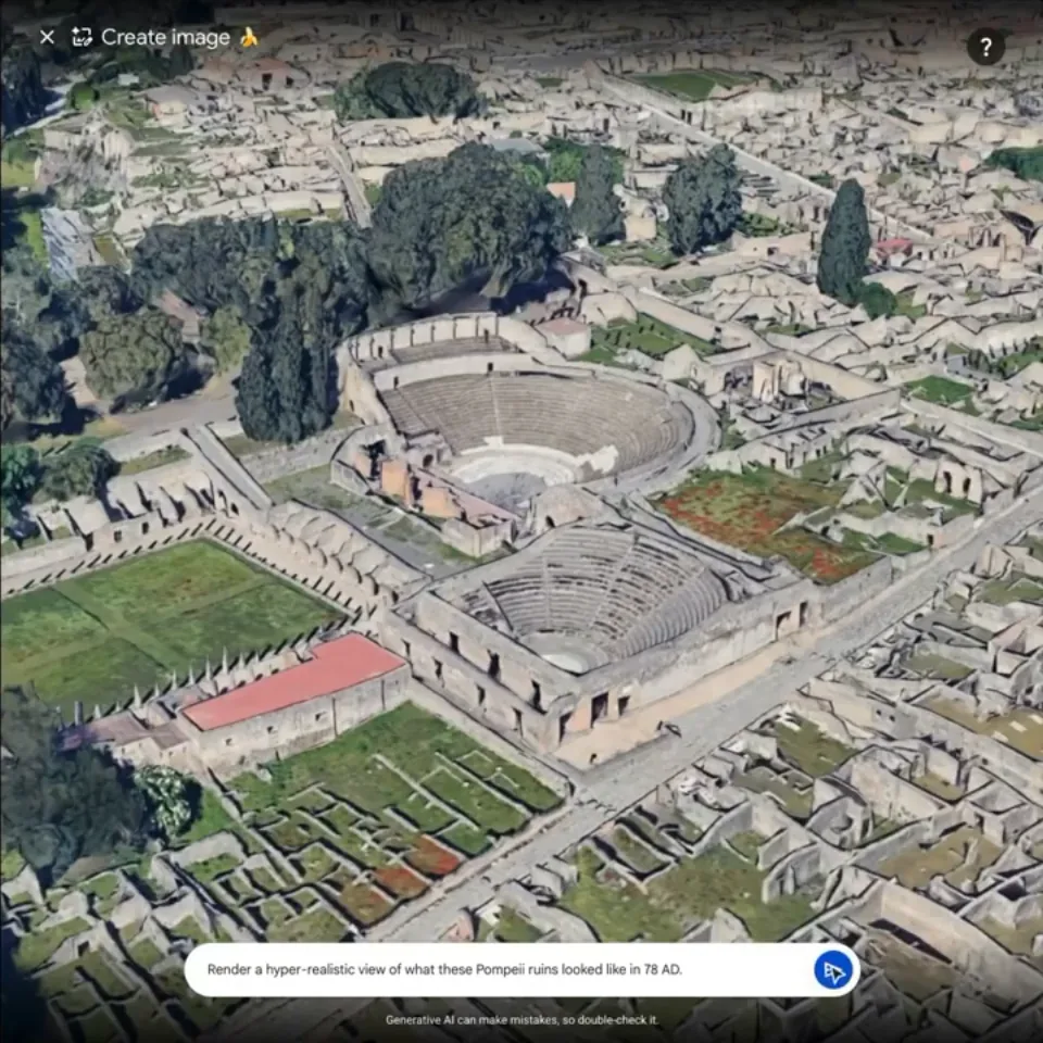 Google Earth create image prompt over Pompeii