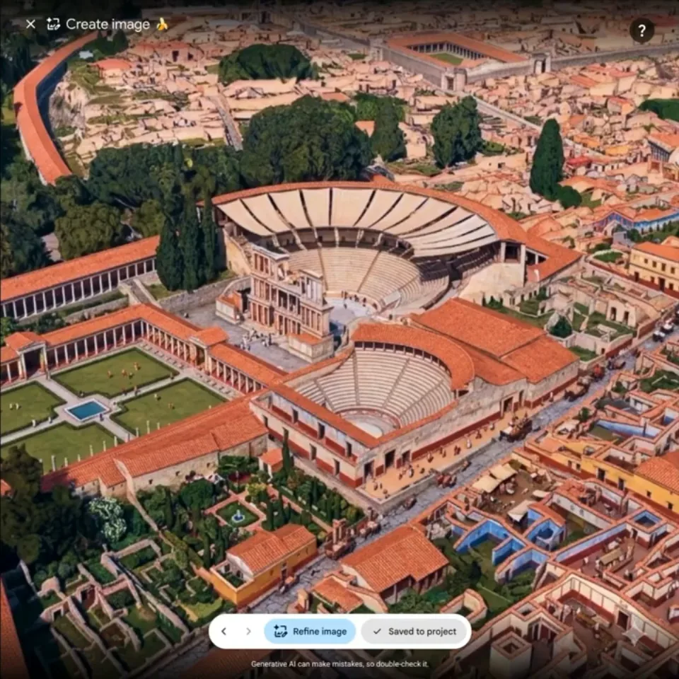 Google Earth AI image result showing a reconstructed Pompeii