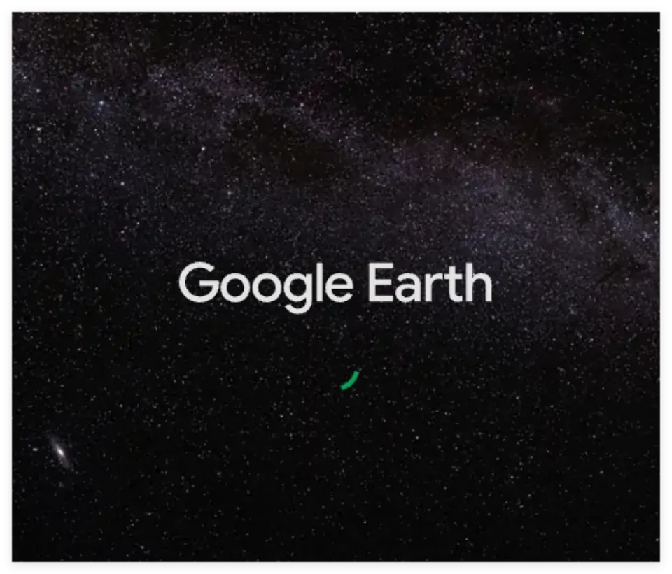 Google Earth opening screen for exploring a place